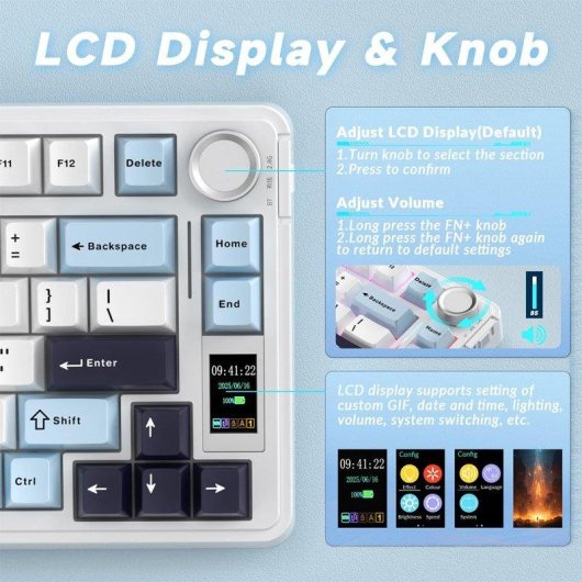 Teclado Aula S75 Pro mecánico inalámbrico 75% RGB Hot Swap inglés USA