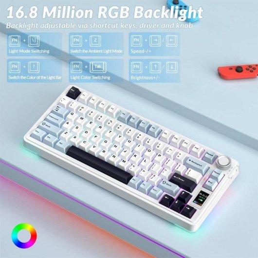 Teclado Aula S75 Pro mecánico inalámbrico 75% RGB Hot Swap inglés USA