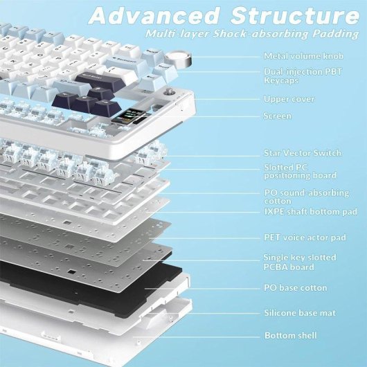 Teclado Aula S75 Pro mecánico inalámbrico 75% RGB Hot Swap inglés USA