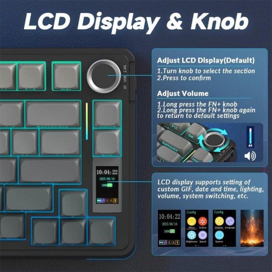 Teclado Aula F75 Pro mecánico compacto 75% Hot-swap RGB inglés USA