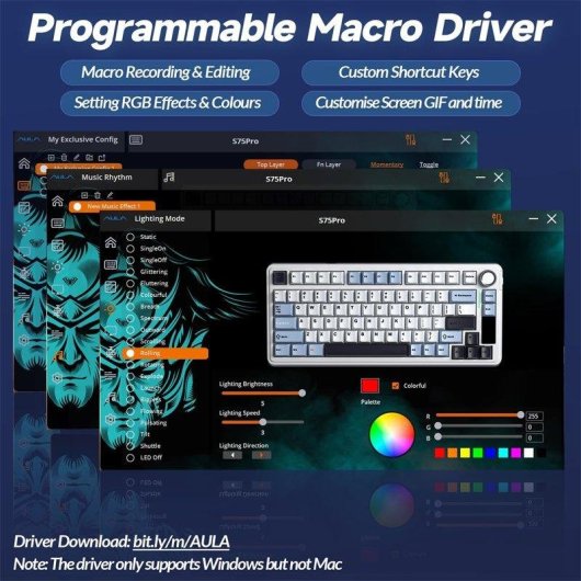 Teclado Aula F75 Pro mecánico compacto 75% Hot-swap RGB inglés USA