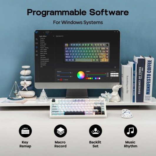 Teclado mecánico Aula F75 tri-modo RGB hot-swap ANSI inglés batería integrada