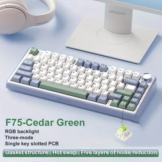 Teclado Aula F75 mecánico tri-modo compacto con RGB y layout USA