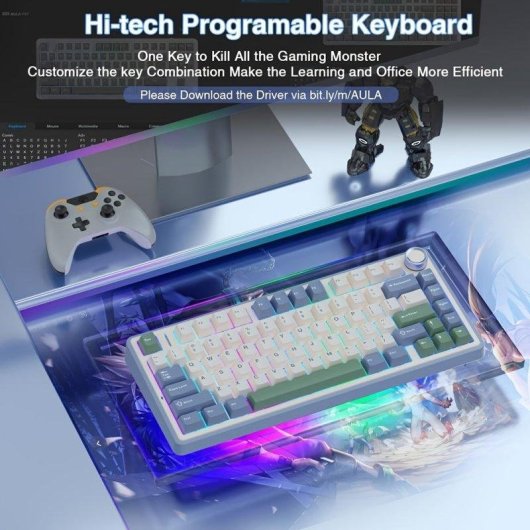 Teclado Aula F75 mecánico tri-modo compacto con RGB y layout USA