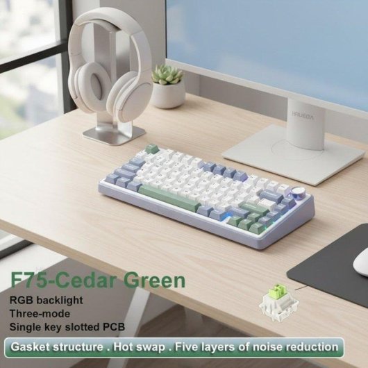 Teclado Aula F75 mecánico tri-modo compacto con RGB y layout USA