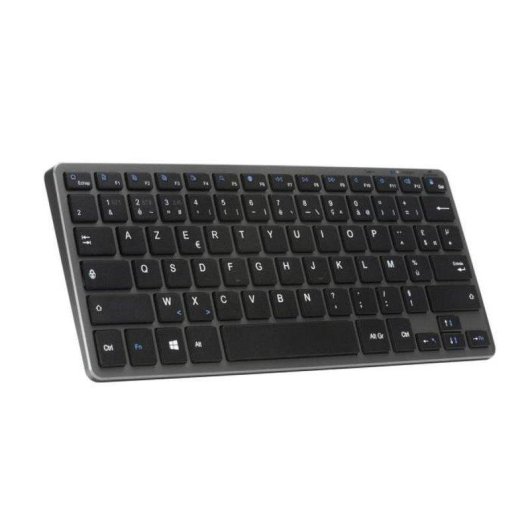 Clavier Bluestork Mini R Compact Azerty Gris Silencieux Rechargeable Bluetooth 3.0 2.4GHz USB-C