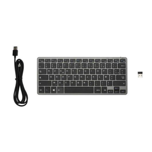 Clavier Bluestork Mini R Compact Azerty Gris Silencieux Rechargeable Bluetooth 3.0 2.4GHz USB-C