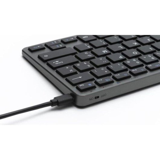 Clavier Bluestork Mini R Compact Azerty Gris Silencieux Rechargeable Bluetooth 3.0 2.4GHz USB-C