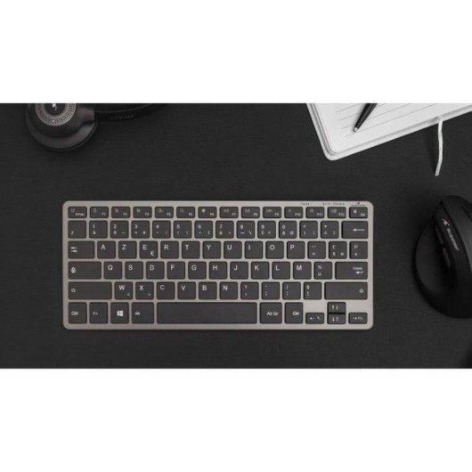 Clavier Bluestork Mini R Compact Azerty Gris Silencieux Rechargeable Bluetooth 3.0 2.4GHz USB-C