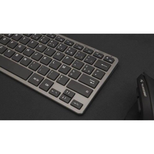 Clavier Bluestork Mini R Compact Azerty Gris Silencieux Rechargeable Bluetooth 3.0 2.4GHz USB-C