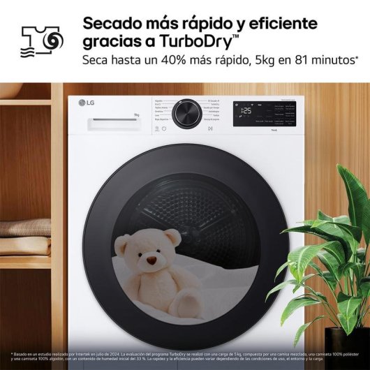 Secadora de condensación LG RHX5010TLB 10 kg Clase C con inteligencia artificial y bomba de calor