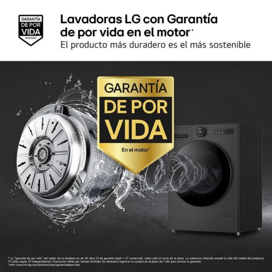 Lavasecadora LG 9 kg A W4X7016TLS con inteligencia artificial y Wi-Fi