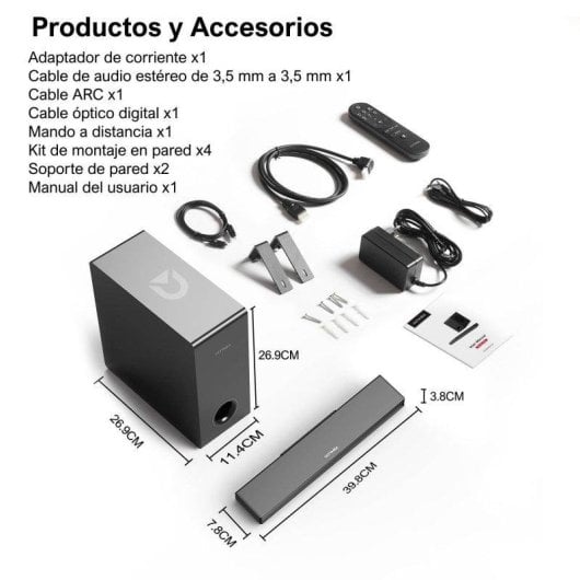 Barra de Sonido Ultimea Nova S40 2.1 160W HDMI ARC Bluetooth 5.3 Subwoofer