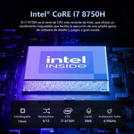 Portátil INTECHNE 16" Intel Core i7-8750H 16 GB Windows 11 Pro 512 GB SSD Pantalla Full HD