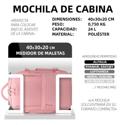 Mochila de cabina RAYKONG 1990s impermeable 40x30x20cm 24L compatible portátil 16"