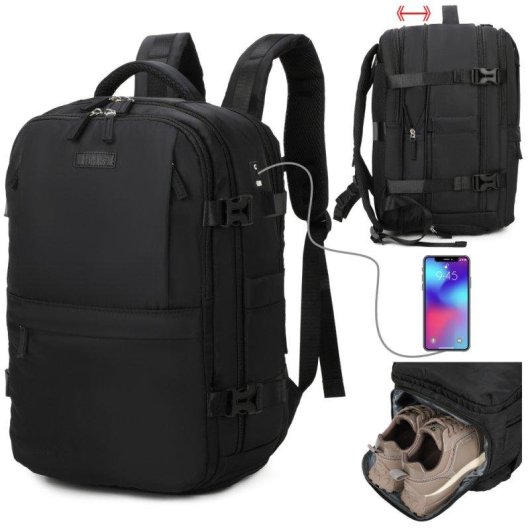 Mochila de Cabina RAYKONG 1990s Impermeable para Portátil 16" Negro
