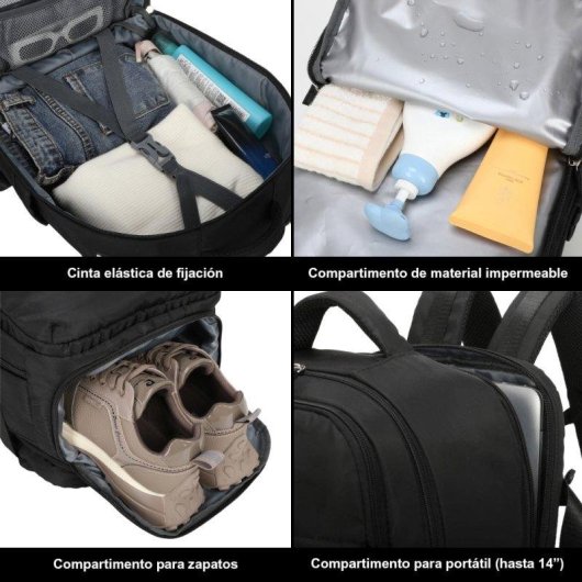 Mochila de Cabina RAYKONG 1990s Impermeable para Portátil 16" Negro