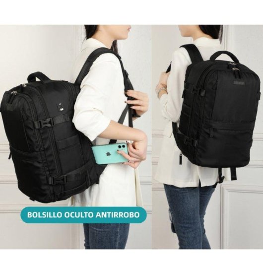 Mochila de Cabina RAYKONG 1990s Impermeable para Portátil 16" Negro