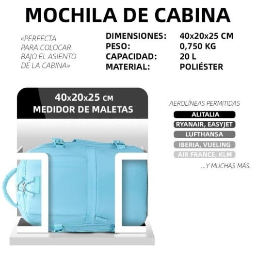 Mochila RAYKONG de Cabina 20L Impermeable para Portátil 14" Azul