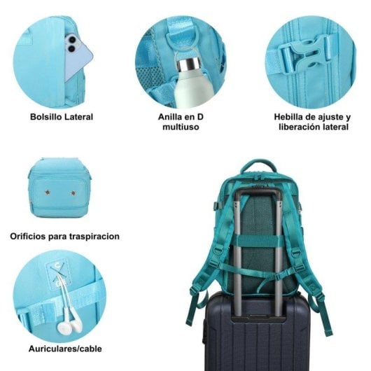 Mochila RAYKONG de Cabina 20L Impermeable para Portátil 14" Azul