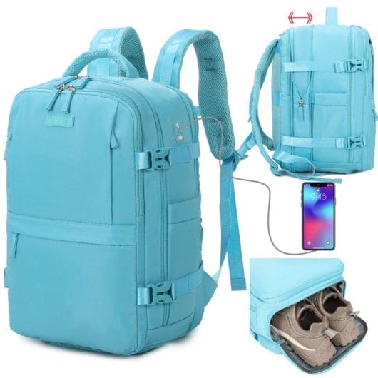 Mochila de Cabina RAYKONG Impermeable 40x30x20cm Portátil 16" Azul