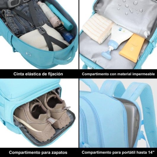 Mochila de Cabina RAYKONG Impermeable 40x30x20cm Portátil 16" Azul
