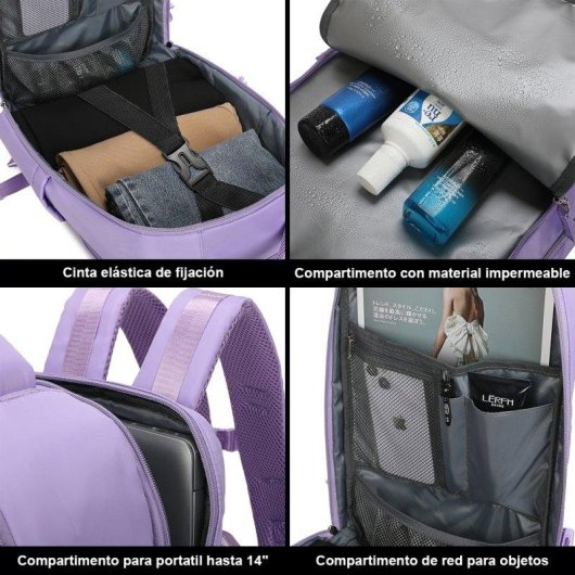Raykong Mochila Portátil 14" Impermeable 20L Morada