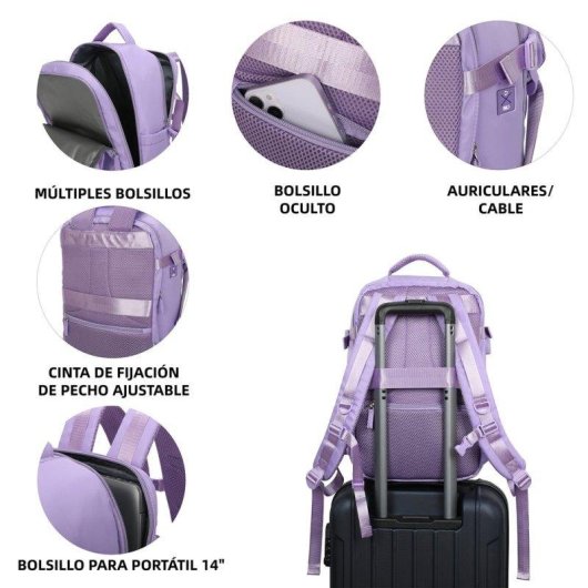 Raykong Mochila Portátil 14" Impermeable 20L Morada