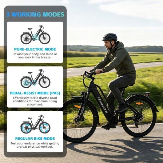 Bicicleta Eléctrica Urbana Hedatx TX2 48V 16Ah 500W Shimano 7V