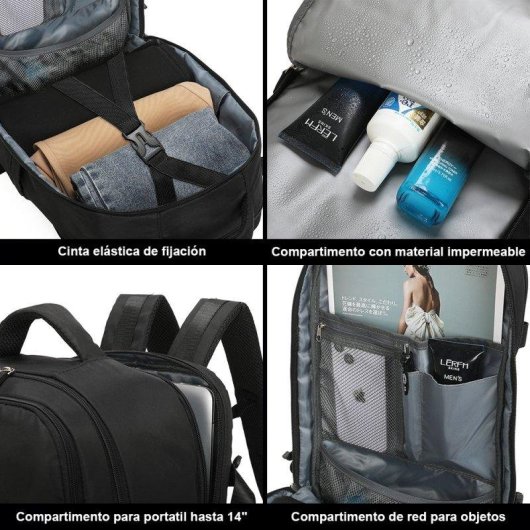 Mochila Raykong para portátil 14" 20 L impermeable negra