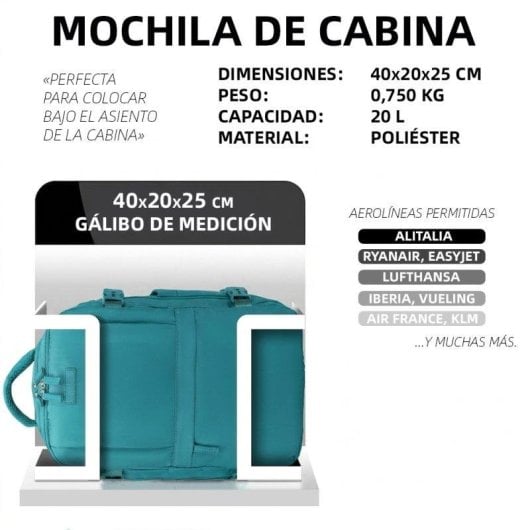 Mochila Raykong de cabina expandible 20-25 L impermeable turquesa