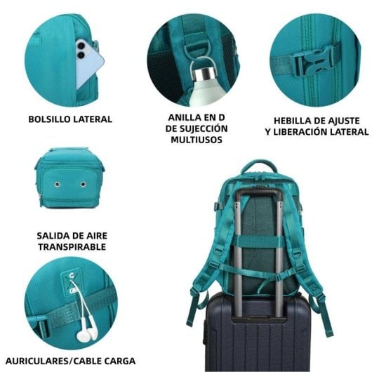 Mochila Raykong de cabina expandible 20-25 L impermeable turquesa