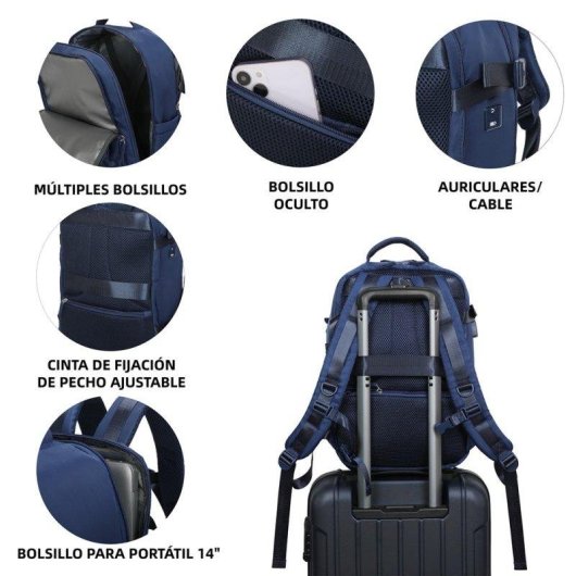 Mochila Raykong para portátil 14" 20 L impermeable azul