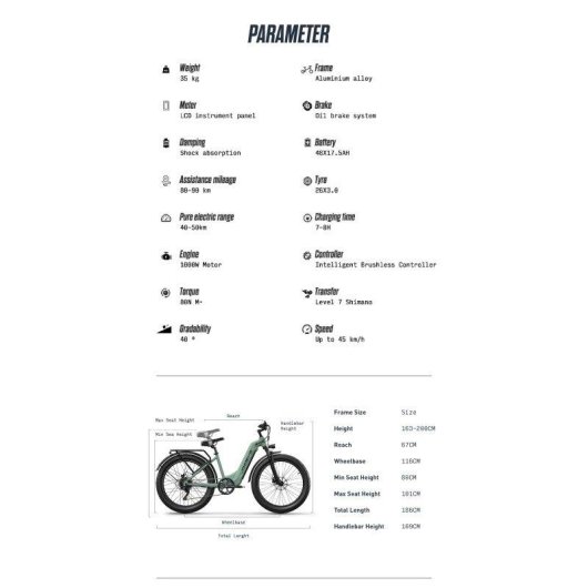 Bicicleta eletrica Joobike JOO1 1000W 48V 26x3.0