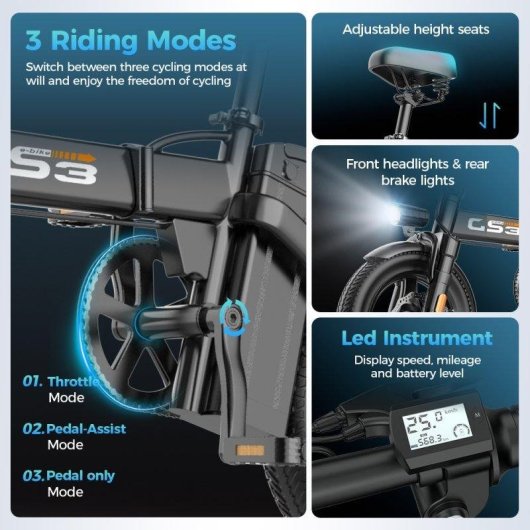 Velo electrique pliant Toofly GS3 250W Autonomie 65km
