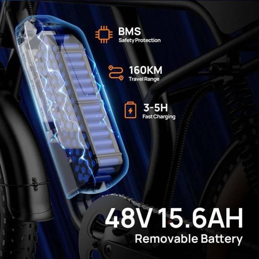 Bicicleta Eléctrica URLIFE T2 250W 48V 15.6Ah 120 km Autonomía 20" Fat