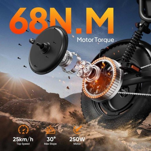 Bicicleta Eléctrica Urlife T16 Motor 250W Batería 48V 13Ah Neumáticos 16" Todoterreno