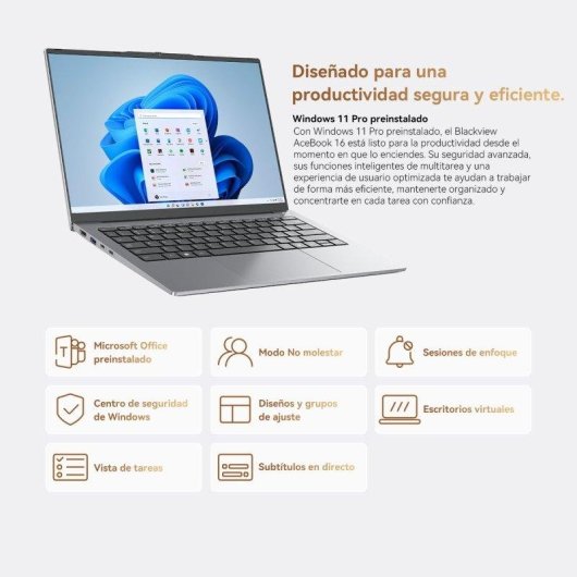 Portátil Blackview AceBook 16 14" Intel Core 5 210H 16GB 512GB SSD W11 Pro