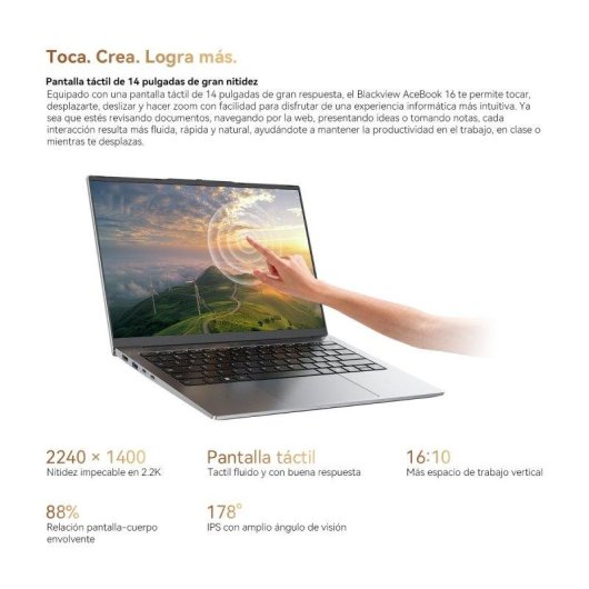Portátil Blackview AceBook 16 14" Intel Core 5 210H 16GB 512GB SSD W11 Pro