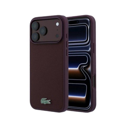 Lacoste Petit Piqué Hülle Bordeaux MagSafe Kompatibel für iPhone 17 Pro/18 Pro