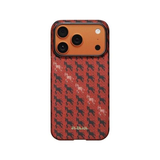PITAKA Ultra Dünne Aramidfaser Hülle Rot Cinnabar für iPhone 17 Pro/18 Pro