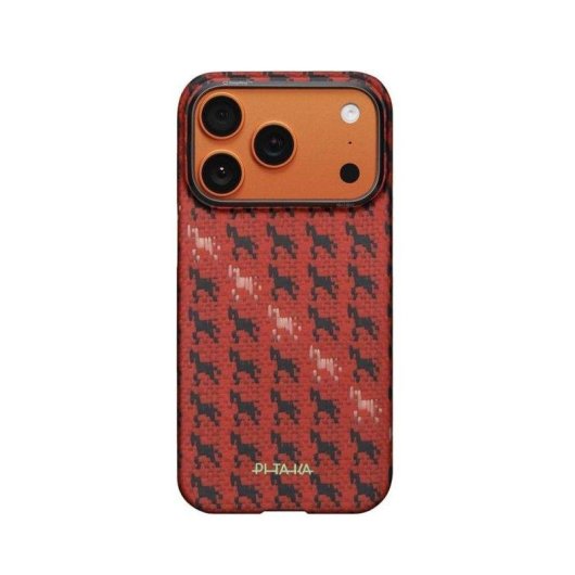 Funda para móvil Pitaka Ultra fina Fibra de aramida Cinnabar Steed para iPhone 17 Pro Max y 18 Pro Max