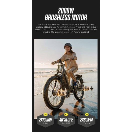Bicicleta eléctrica Shengmilo S700PRO 2.000 W 48 V 25 Ah 26 pulgadas