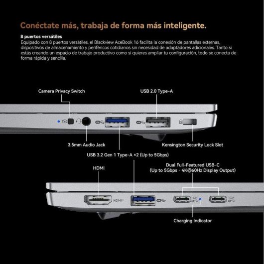 Portátil Blackview AceBook 16 14" Intel Core 5 210H 16GB Windows 11 Pro 512GB SSD ligero
