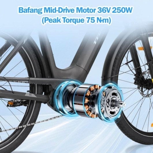 Bicicleta Eléctrica TTGO Z5 Motor Central Bafang 250W 18Ah 120km