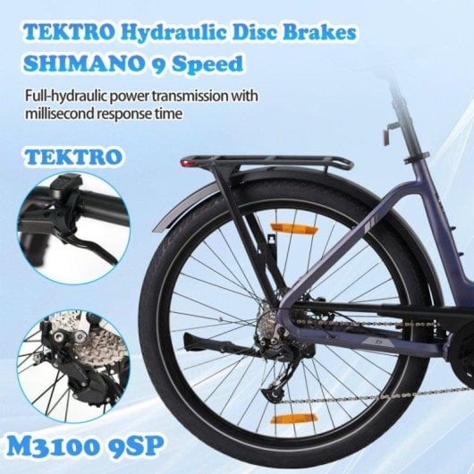 Bicicleta eléctrica TTGO Z5 Motor 250W Batería 36V 18AH Autonomía 120 km Neumáticos 27.5"