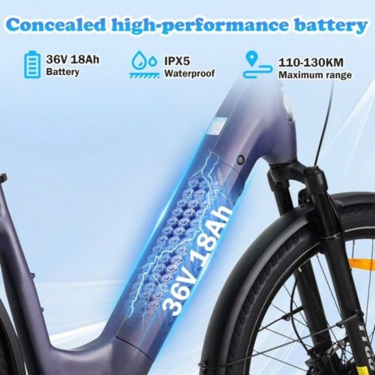 Bicicleta eléctrica TTGO Z5 Motor 250W Batería 36V 18AH Autonomía 120 km Neumáticos 27.5"