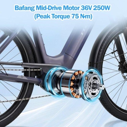 Bicicleta eléctrica TTGO Z5 Motor 250W Batería 36V 18AH Autonomía 120 km Neumáticos 27.5"