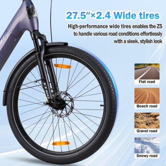 Bicicleta eléctrica TTGO Z5 Motor 250W Batería 36V 18AH Autonomía 120 km Neumáticos 27.5"