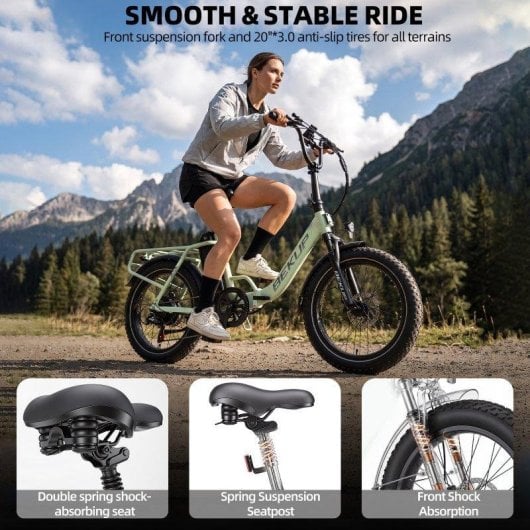 Bicicleta Eléctrica Bekup S3 Motor 250W Batería 48V 15AH 20" Verde